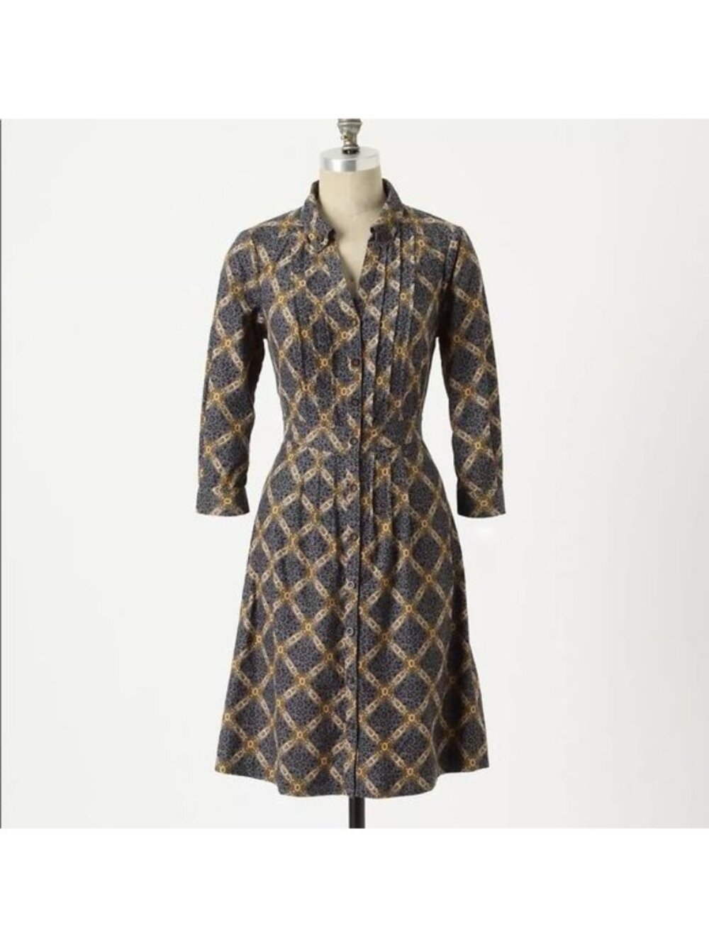 Anthro Maeve Wightwick Manor Corduroy Velvet Floral Dress